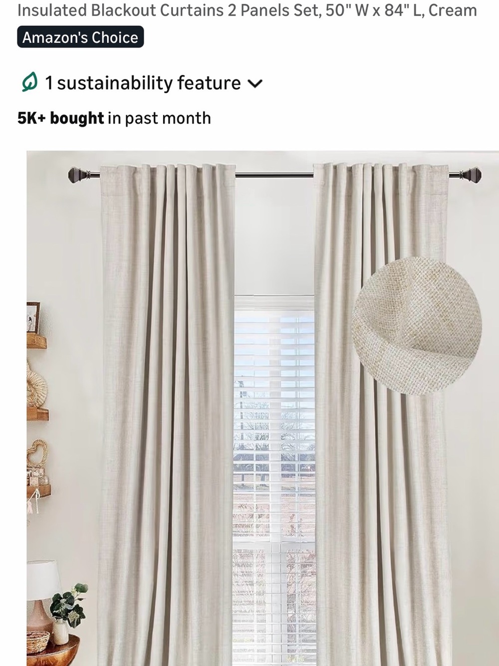 Thermal Blackout Drapes Set - Cream (2 Panels)